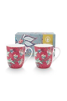 PIP-Studio-giftset-ORIENTAL-FLOWER-FESTIVAL-DARK-PINK-2-mugs-145ml-roze-51.002.327