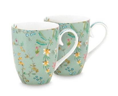 Pip-Studio-JOLIE-Flowers-Blue-set/2-mugs-Large-350ml-51.002.249-in-giftbox