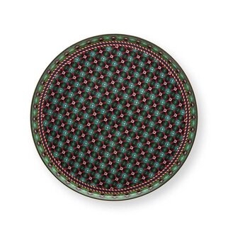 Pip-Studio-Mini-Cake-Tray-Clover-Green-deco-motief-groen-rond-21cm-51.018.163-bovenzijde