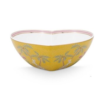 Pip-Studio-Baking-Dish-heart-LA_MAJORELLE-Yellow-Palmboom-Haas-porselein-geel-goudkleurig-bloemen-51.019.019