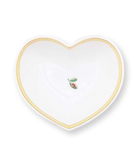 Pip-Studio-Baking-Dish-heart-Small-LA_MAJORELLE-Pink-porselein-bakvorm-gele-rand-goudkleurige-rand-bloemen-roze-blauw-51.019.00