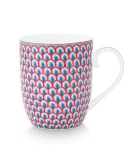 PIP-Studio-FLOWER-FESTIVAL-Scallop-red/light blue-mug-small-145ml-rood-blue-geschulpt