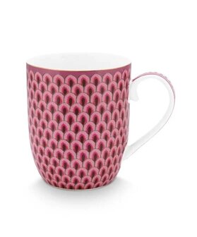 PIP-Studio-FLOWER-FESTIVAL-Scallop-Dark-Pink-mug-small-145ml-donker roze-geschulpt-51.002.321