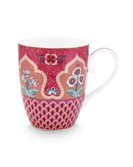 PIP-Studio-FLOWER-FESTIVAL-Scallop-DECO-Dark-Pink-mug-Large-350ml-donker roze-geschulpt-51.002.324