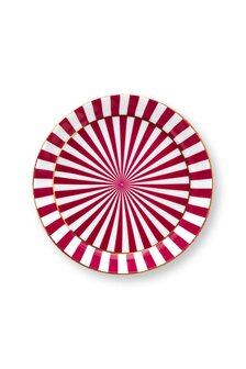 Pip-Studio-Tea-Tip-ROYAL-STRIPES-Dark-Pink-white-theetipje-gestreept-rozet-roze-rood-wit-51.002.382A