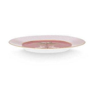 PIP-Studio-Plate-17cm-LA-MAJORELLE-pink-gebaksbordje-Palmboom-Kraanvogels-op-roze-achtergrond-gestreepte-rand-goud-accenten-51.