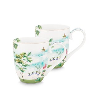 Pip-Studio-JOLIE-HERON-gold-set/2-mugs-XL-450ml-Tropisch-51.002.373-in-giftbox