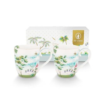 Pip-Studio-JOLIE-HERON-gold-set/2-mugs-XL-450ml-Tropisch-51.002.373-in-giftbox