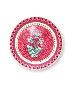 PIP-Studio-Tea-tip-FLOWER-FESTIVAL-Dark-Pink-bloemmotief-9cm-goud-accenten-51.013.025