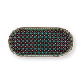 Pip-Studio-Plate-Tray-BERRY-BLUES-Clover-Green-motief-groen-ovaal-25x12cm-51.018.162