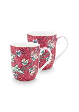 PIP-Studio-giftset-ORIENTAL-FLOWER-FESTIVAL-DARK-PINK-2-mugs-145ml-roze-51.002.327