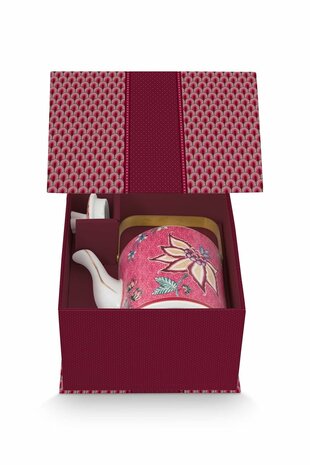 PIP-Studio-Teapot-giftbox-Oriental-Flower-Festival-theepot-dark_pink-1_liter-goudkleurig-hengsel-51.005.075