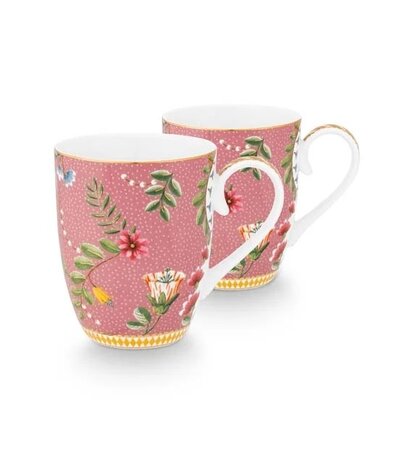 PIP-Studio-giftset-LA-MAJORELLE-Pink-set-2-Large-mugs-350ml-roze-geel-flowers-51.002.305