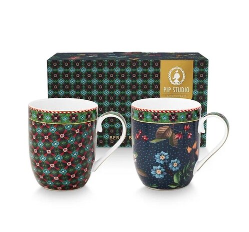 Pip-Studio-BERRY-BLUES-groen-bosbes-blauw-gold-set/2-mugs-small-145ml-herfst-51.002.490-in-giftbox-New_Edition_Home