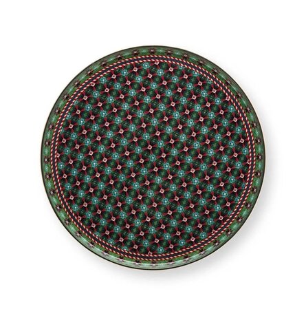 Pip-Studio-Mini-Cake-Tray-Clover-Green-deco-motief-groen-rond-21cm-51.018.163-bovenzijde