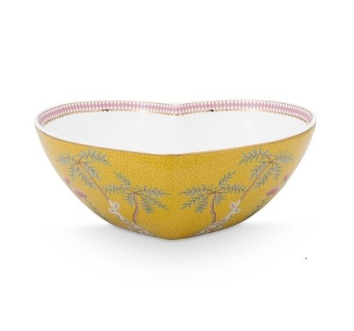 Pip-Studio-Baking-Dish-heart-LA_MAJORELLE-Yellow-Palmboom-Haas-porselein-geel-goudkleurig-bloemen-51.019.019