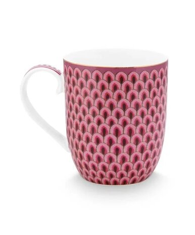 PIP-Studio-FLOWER-FESTIVAL-Scallop-Dark-Pink-mug-small-145ml-donker roze-geschulpt-51.002.321