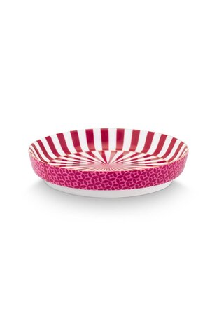 Pip-Studio-Tea-Tip-ROYAL-STRIPES-Dark-Pink-white-theetipje-gestreept-rozet-roze-rood-wit-51.002.382A