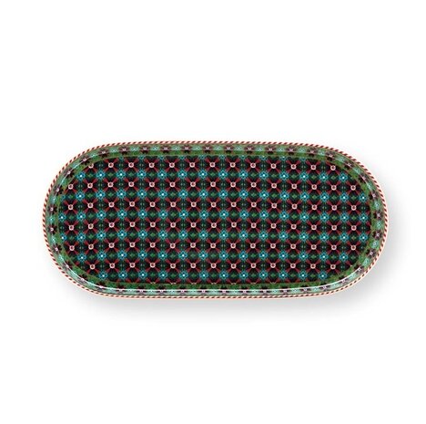 Pip-Studio-Plate-Tray-BERRY-BLUES-Clover-Green-motief-groen-ovaal-25x12cm-51.018.162