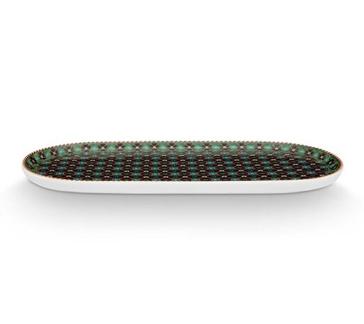 Pip-Studio-Plate-Tray-BERRY-BLUES-Clover-Green-motief-groen-ovaal-25x12cm-51.018.162