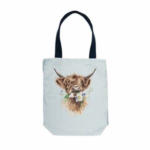 Canvas Boodschappentas blue Wrendale Designs DAISY COO Highland cow Schotse Hooglander