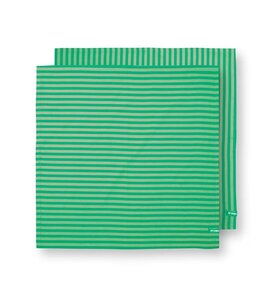 PIP Studio set/2 Theedoeken STRIPES GREEN 65x65cm katoen groen gestreept