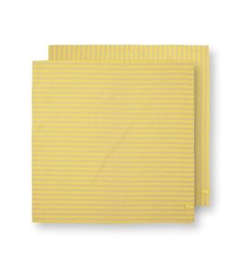 PIP Studio set/2 Theedoeken STRIPES YELLOW 65x65cm katoen oker geel gestreept