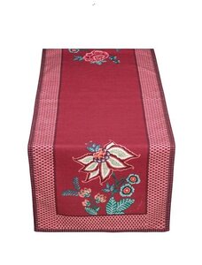 PIP Studio Tafelloper Table Runner FLOWER FESTIVAL Dark Pink 50x150cm 100% katoen bloemen cherry rood roze