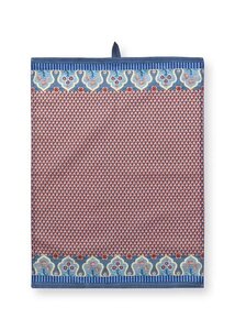 PIP Studio Theedoek FLOWER FESTIVAL Blue Red 50x70cm 100% katoen bloemen blauw rood