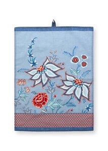 PIP Studio Theedoek FLOWER FESTIVAL Blue 50x70cm 100% katoen bloemen blauw 