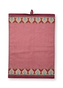 PIP Studio Theedoek FLOWER FESTIVAL Scallop Darp Pink 50x70cm 100% katoen geschulpt en bloemen 