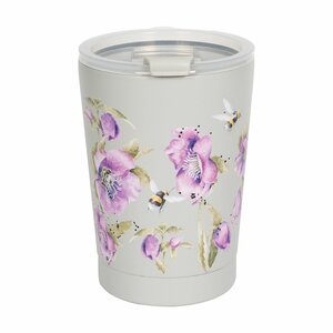 Wrendale Designs Thermal Travel Mug BUSSY BEE lichtgrijze reisbeker 0,32L insecten Bijen en Hommels 