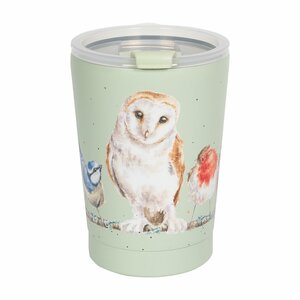 Wrendale Designs Thermal Travel Mug VIRIETY OF LIFE lichtgoene reisbeker 0,32L vogels op een tak