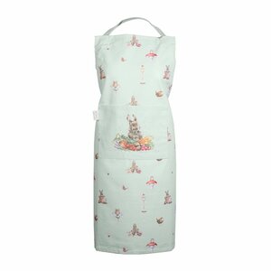 Wrendale Designs apron keukenschort 100% katoen GARDEN FRIENDS Rabbit groen met diverse bosdieren