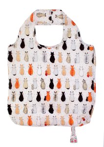 Roll-up Bag Tas opvouwbaar CATS IN WAITING katten met stip