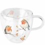 Ambiente-dubbel-glas-theeglas-beker-mok-mug-ROBIN-FAMILY-Roodborstjes-200ml-hartvorm-34416805