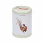 voorraad-trommel-canister-snoep-koek-rond-11cm-WRENDALE-Designs-THE_COUNTRY_SET-Bosdieren-Haas-Hert-Fazant-Egel-Uil-design-Hann