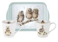 Portmeirion-Wrendale-Designs-2bekers-tray-set-DUCK_&amp;_RABBIT-eend-kuikens-konijn-uiltjes-X0011658739