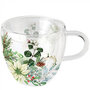 Ambiente-dubbel-glas-theeglas-beker-mok-mug-WHITE-POINSETTIA-200ml-hartvorm-glas-Kerstgroen-Kerstster-34418990