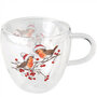 Ambiente-dubbel-glas-theeglas-beker-mok-mug-CHRISTMAS-ROBINS-Roodborstjes-Kerstmutsjes-200ml-hartvorm-34418865