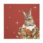 papieren-lunch-servetten-Wrendale-Designs-MERRY-LITTLE-CHRISTMAS-Rabbit-33x33cm-konijn-Kerstgroen-design-Hannah_Dale-K054