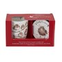 Royal-Worcester-Portmeirion-giftset-beker &amp; onderzetter-mug &amp; Coaster-FAMILY CHRISTMAS-Robins-Roodborstjes-Kerst-uitgav