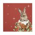 papieren-lunch-servetten-Wrendale-Designs-MERRY-LITTLE-CHRISTMAS-Rabbit-33x33cm-konijn-Kerstgroen-design-Hannah_Dale-K054